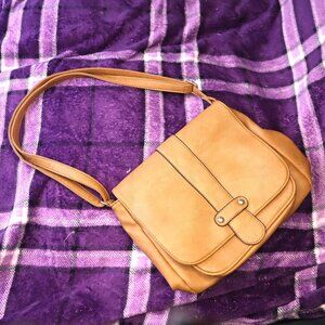 TAN SADDLE BAG PURSE Scarleton Leather Warm Brown Camel Casual Basic Travel